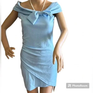 Faux wrap dress,Nwt,off shoulder,cowl,bow, fitted dress, feminine,romantic